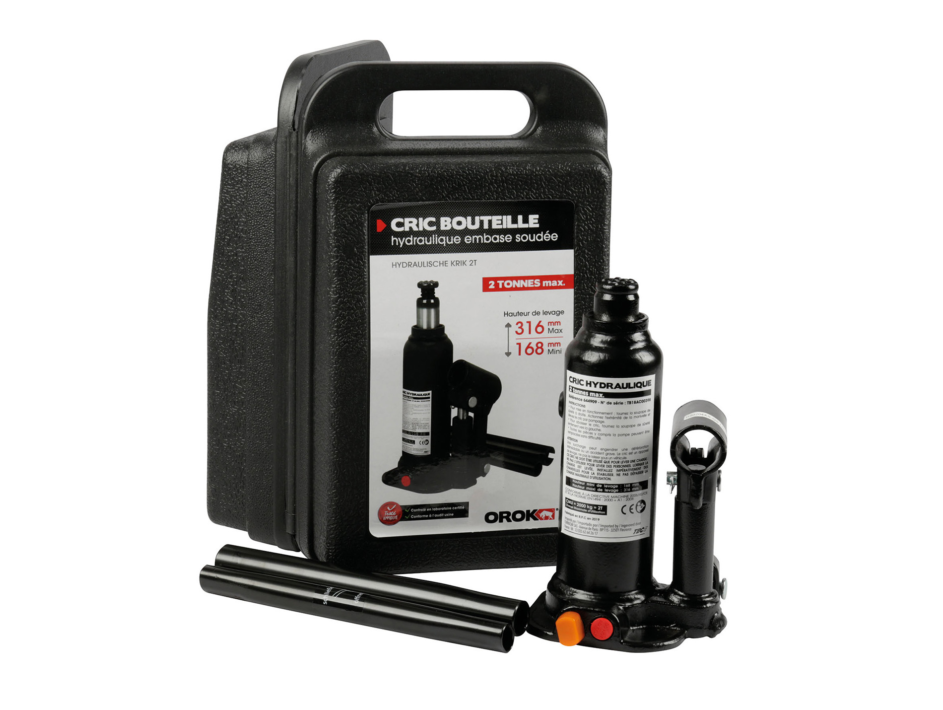 Cric bouteille 2 tonnes avec embase soudée