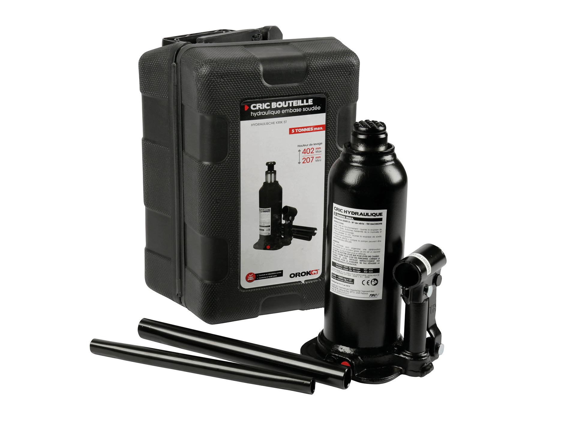 Cric bouteille 5 tonnes avec embase soudée