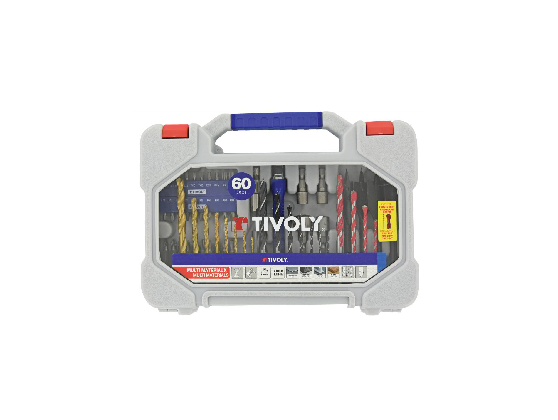 Coffret 60 pièces perçage vissage TIVOLY