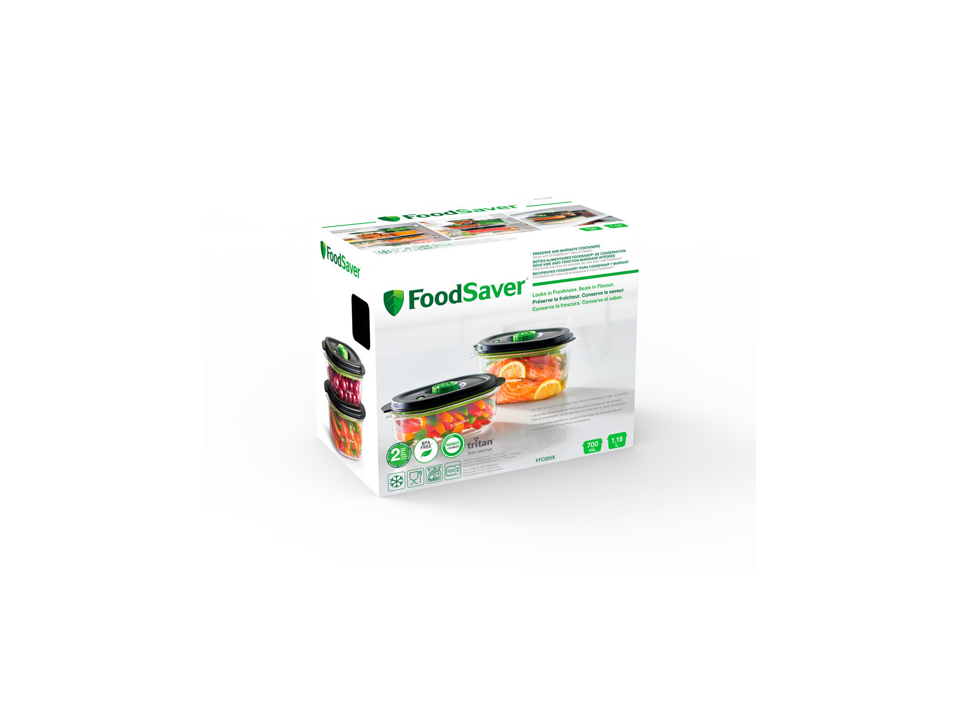 Boîtes fraicheur FOODSAVER lot de 2 0,7L et 1,2L