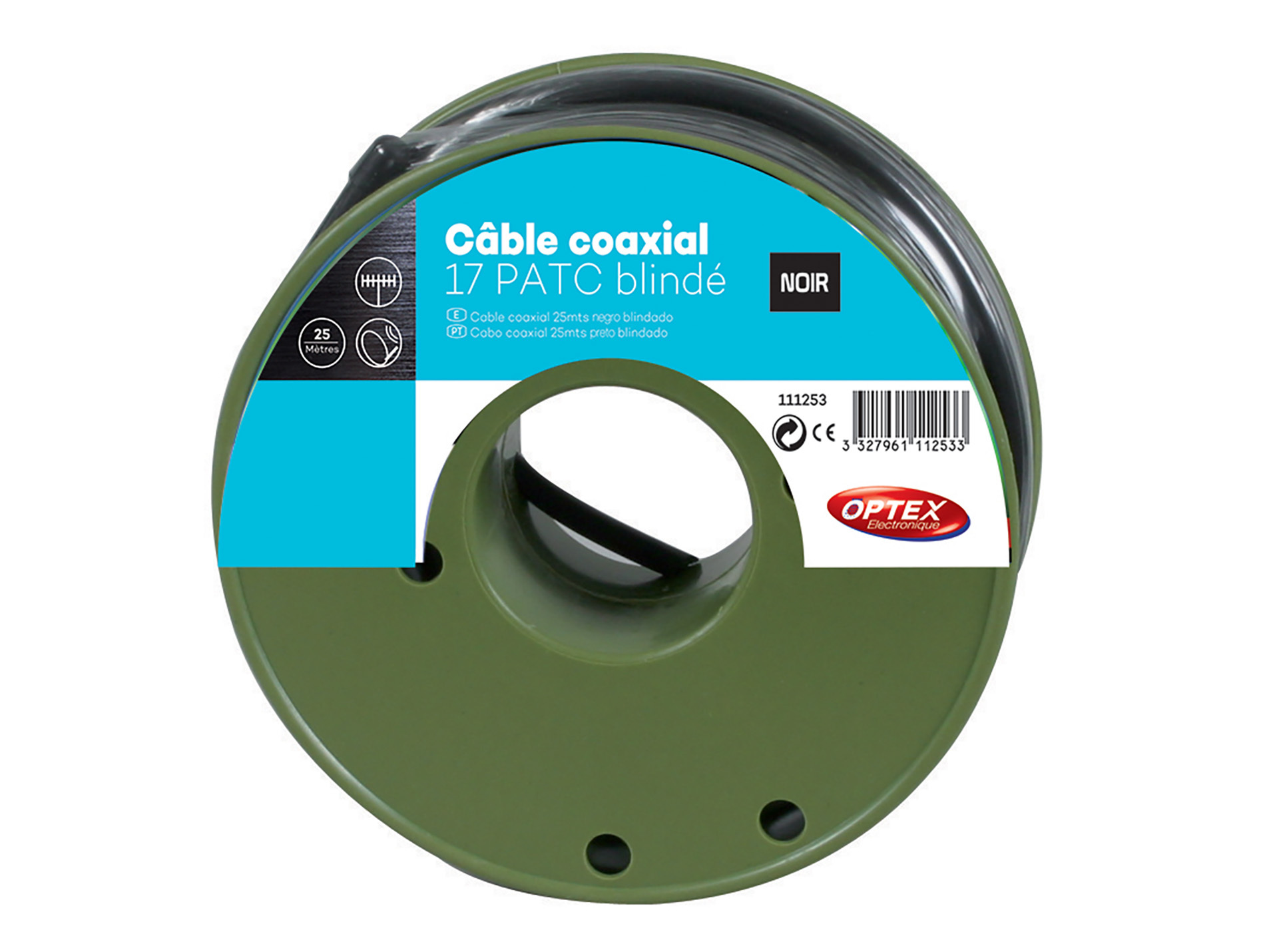 Cable coaxial 17 PATC noir 25m