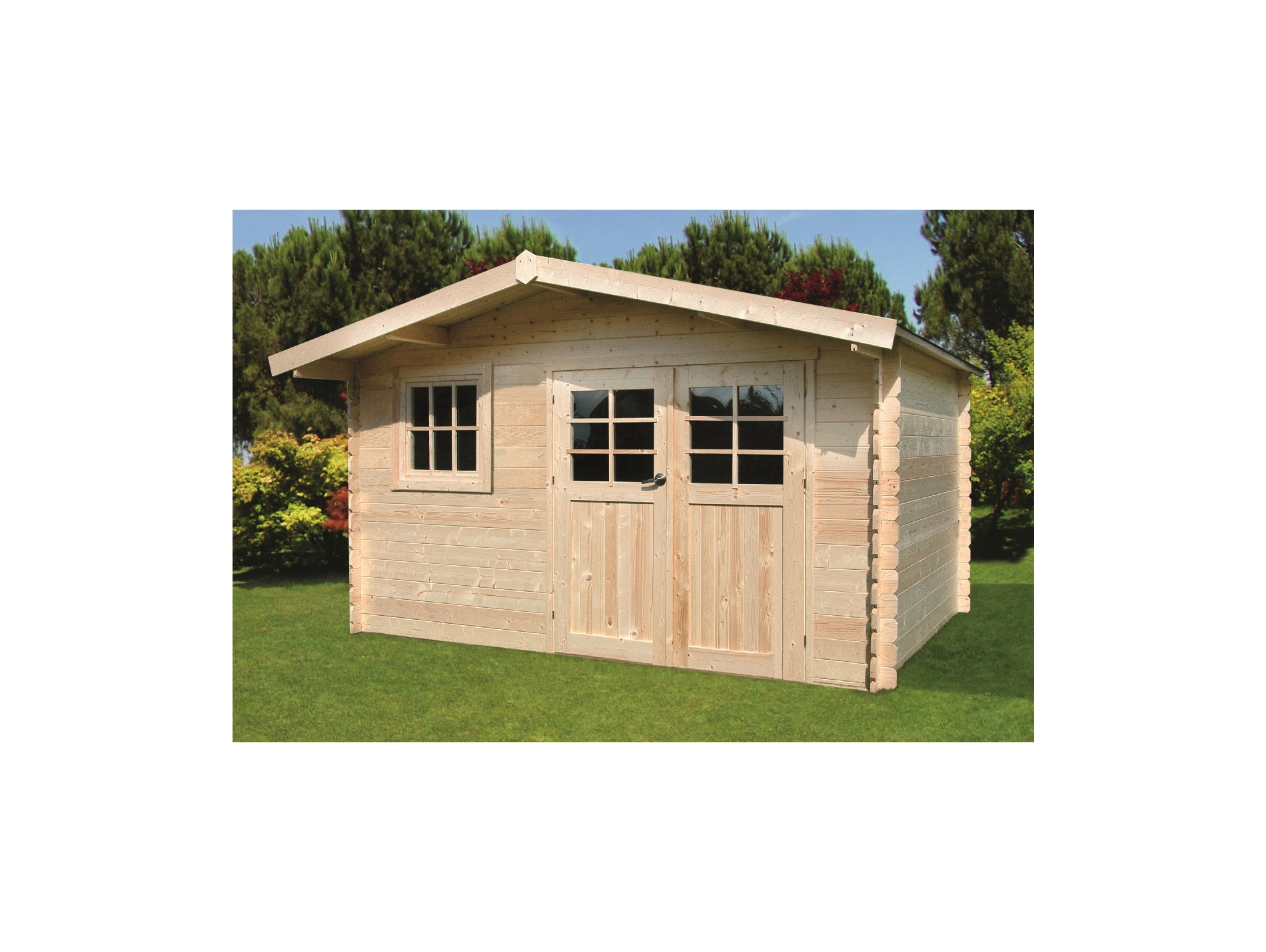 Abri jardin bois Salzburg épaisseur 34mm 14,81m²