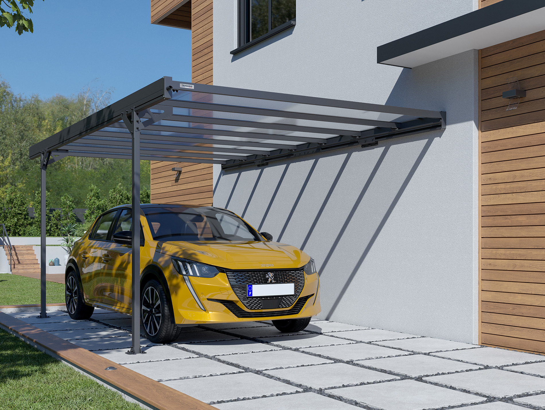 Carport aluminium adossé TRIGANO Mistral 15,42 m²