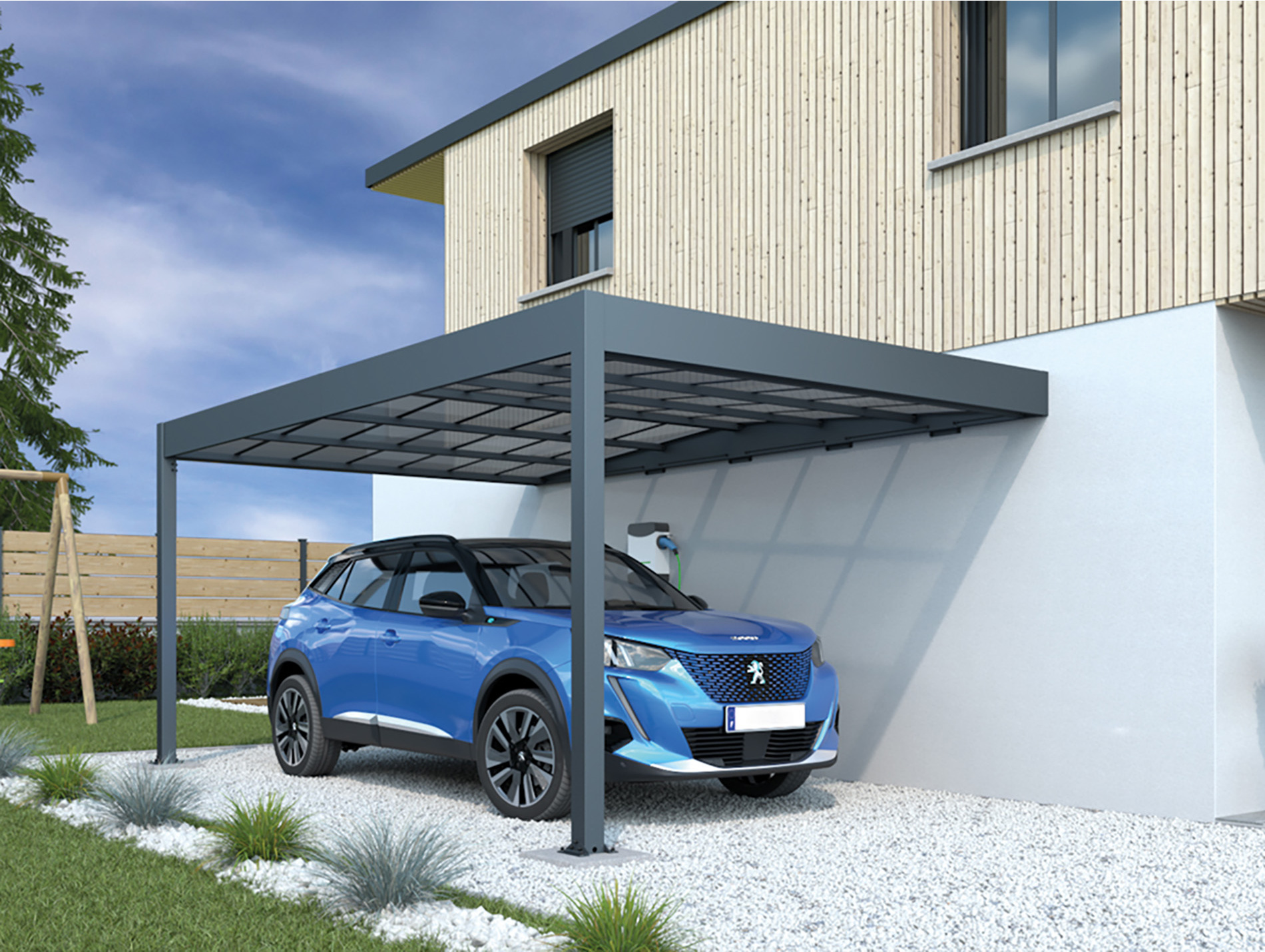 Carport métal adossé Libeccio Wall 16,24m²