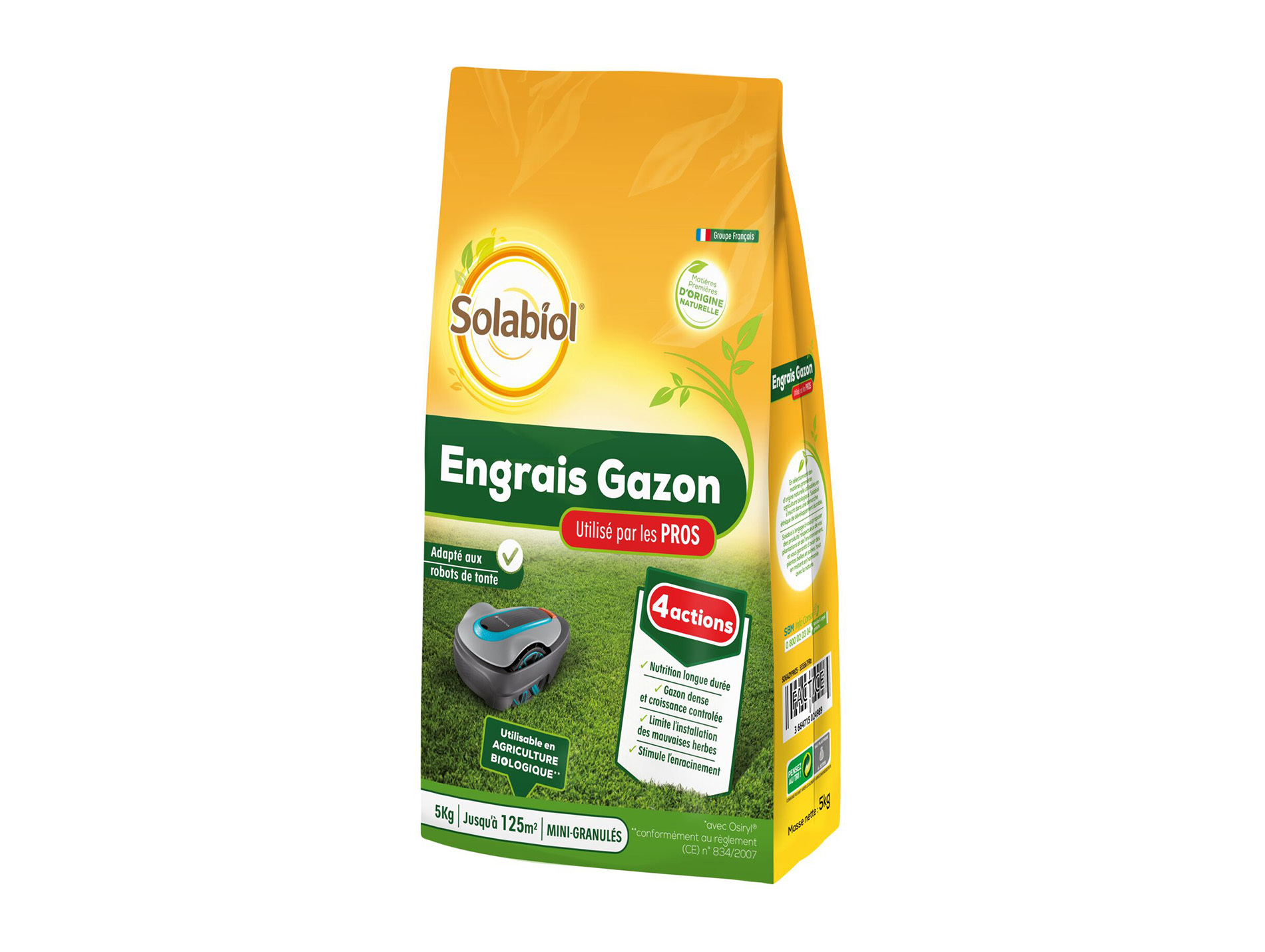 Engrais gazon professionnel SOLABIOL 5kg