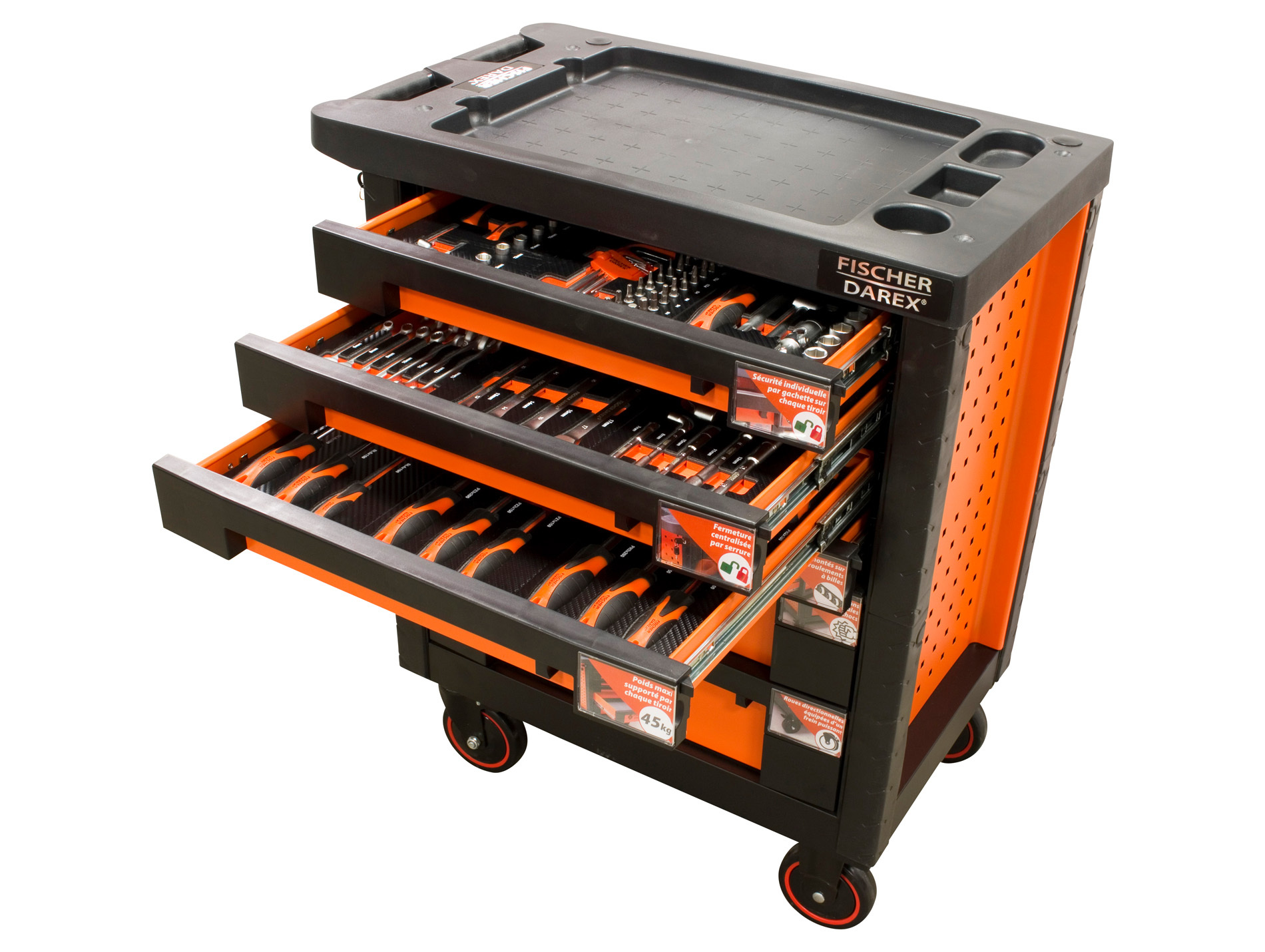 Servante d'atelier 6 tiroirs FISCHER DAREX + 130 outils