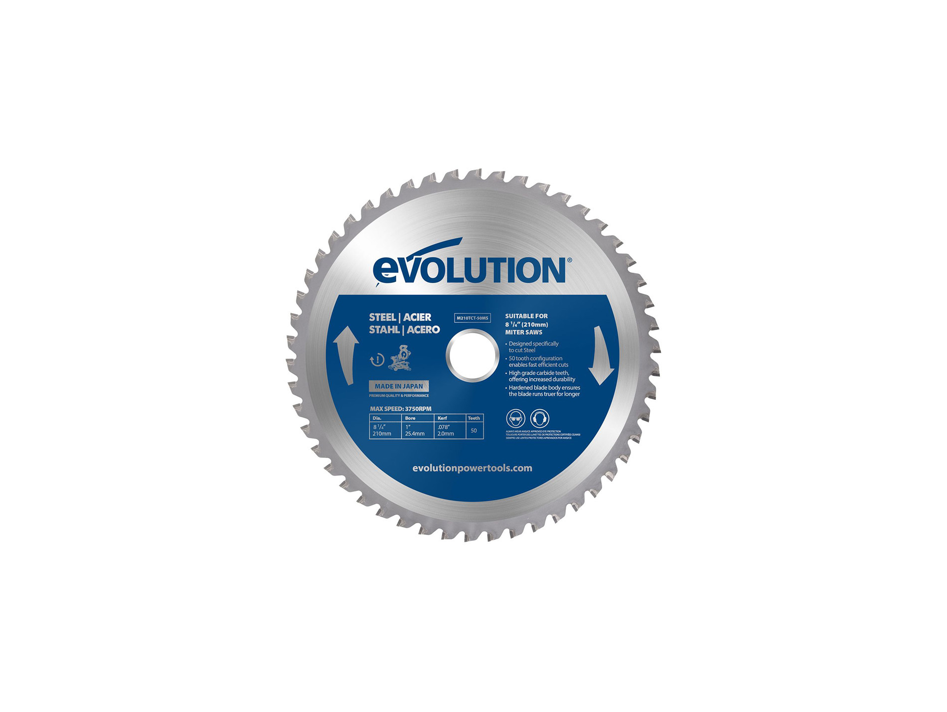 Lame scie à onglet EVOLUTION Ø210mm 50 dents