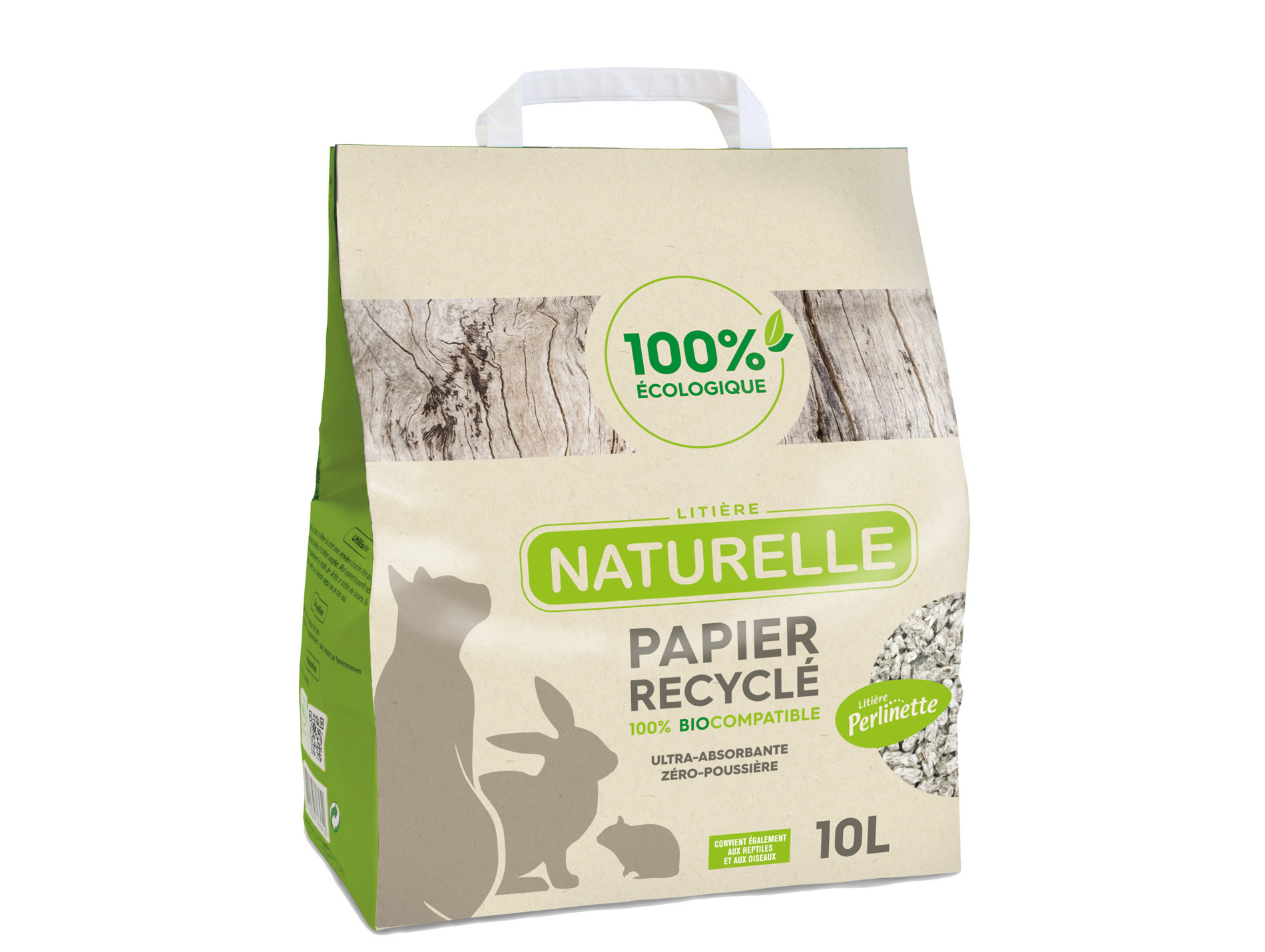 Litière naturelle papier recyclé Perlinette 10L