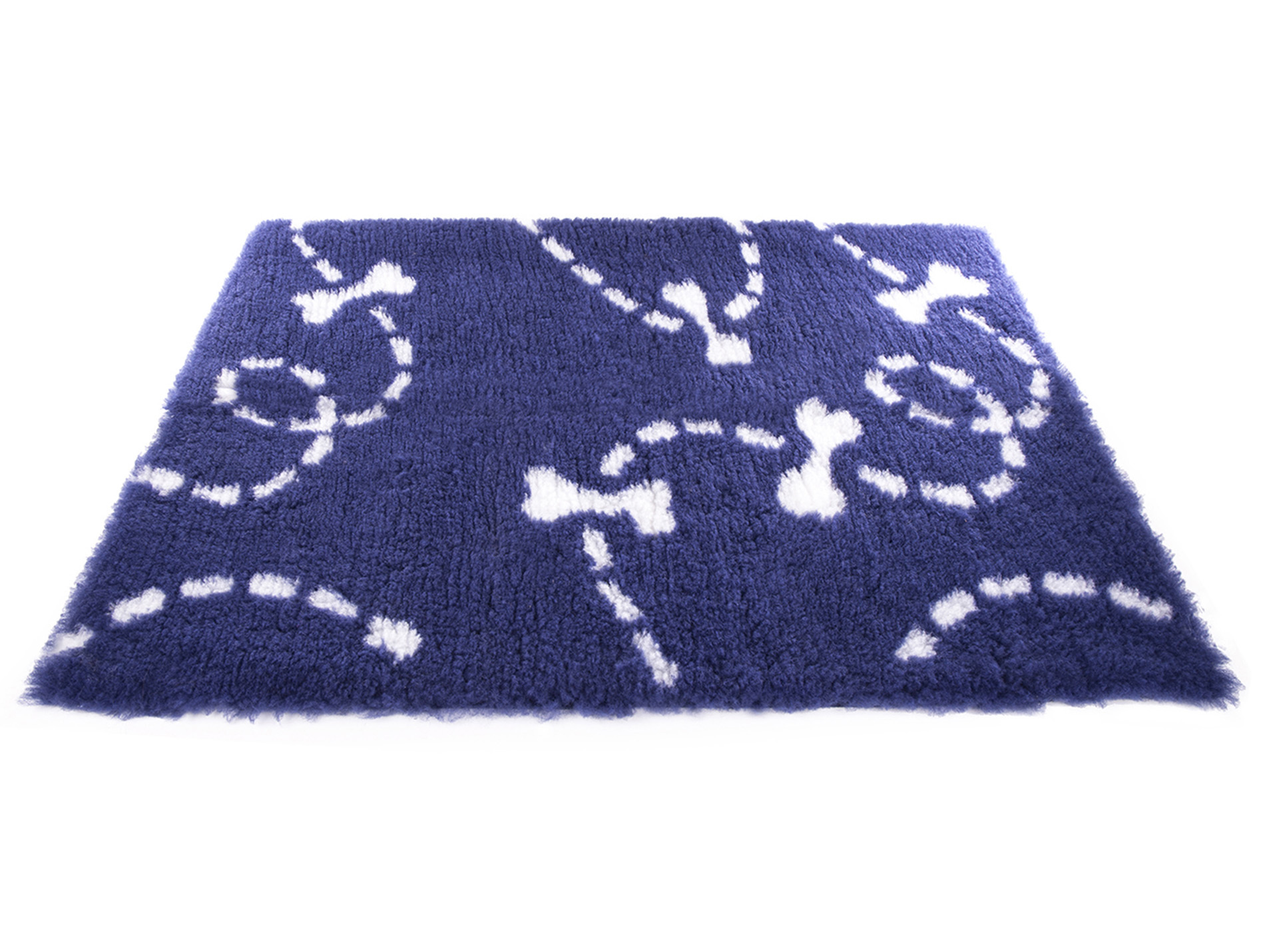 Tapis Petbed MARTIN SELLIER 75x100cm pointillée bleu/blanc