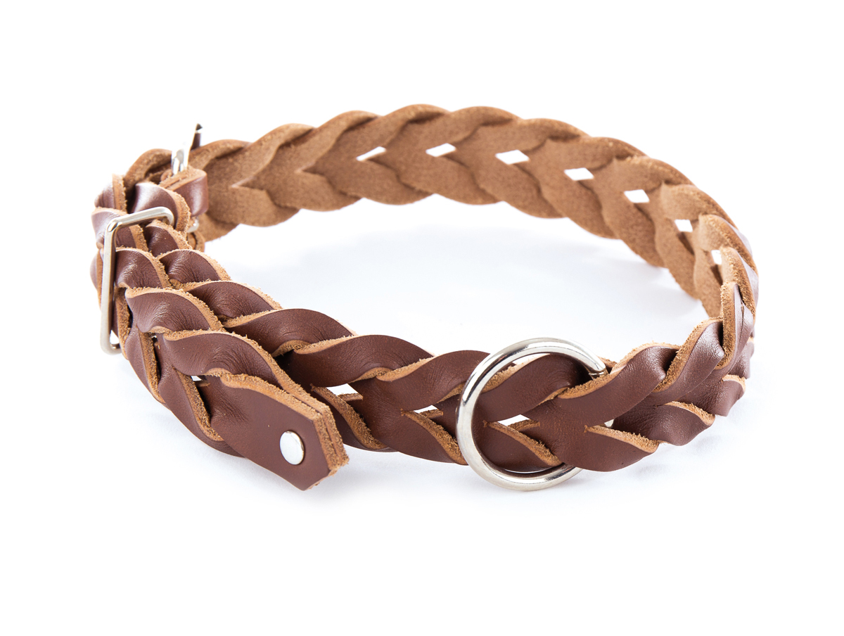 Collier cuir tressé MARTIN SELLIER L.38cm