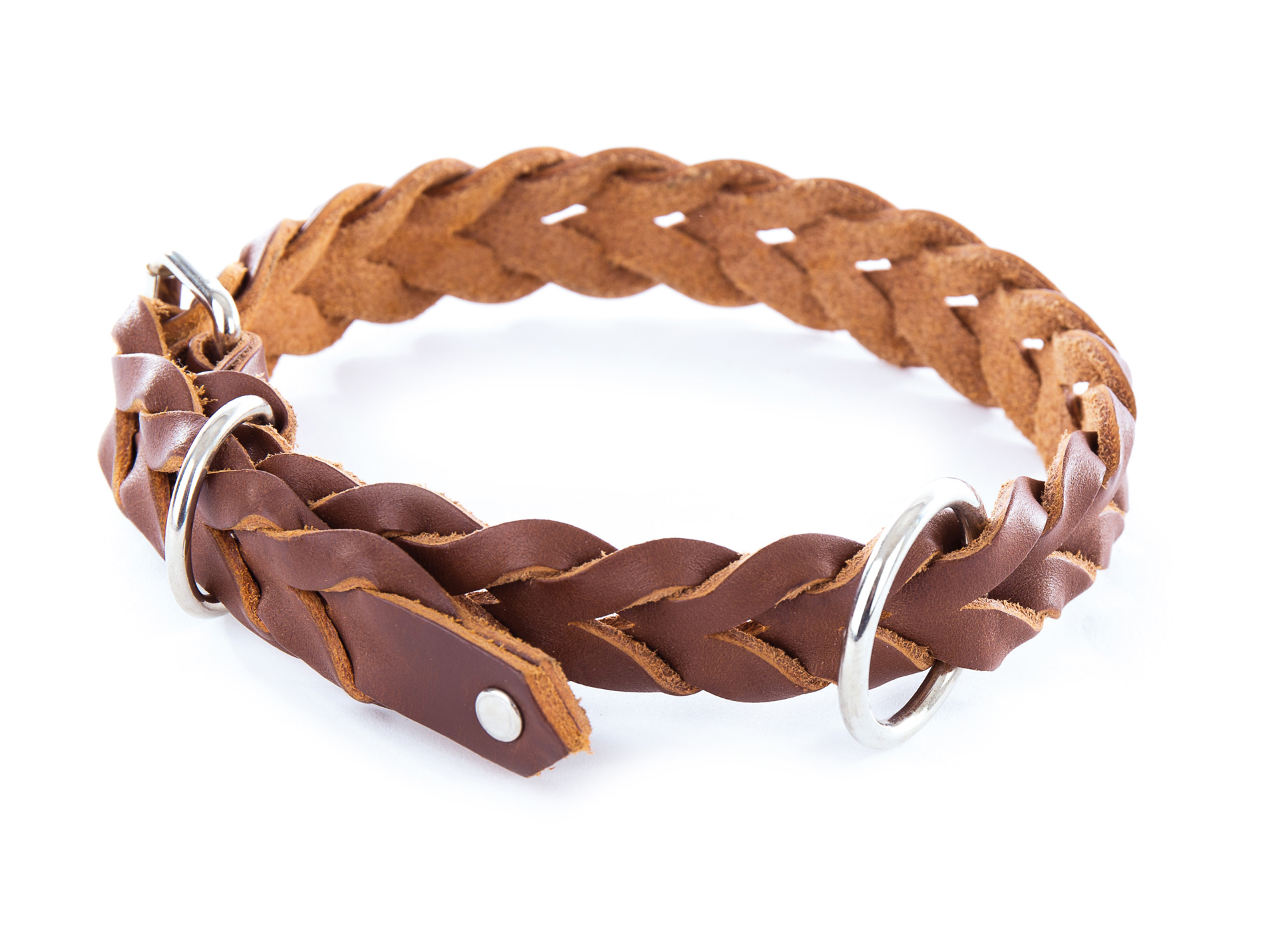 Collier cuir tressé MARTIN SELLIER L.48cm
