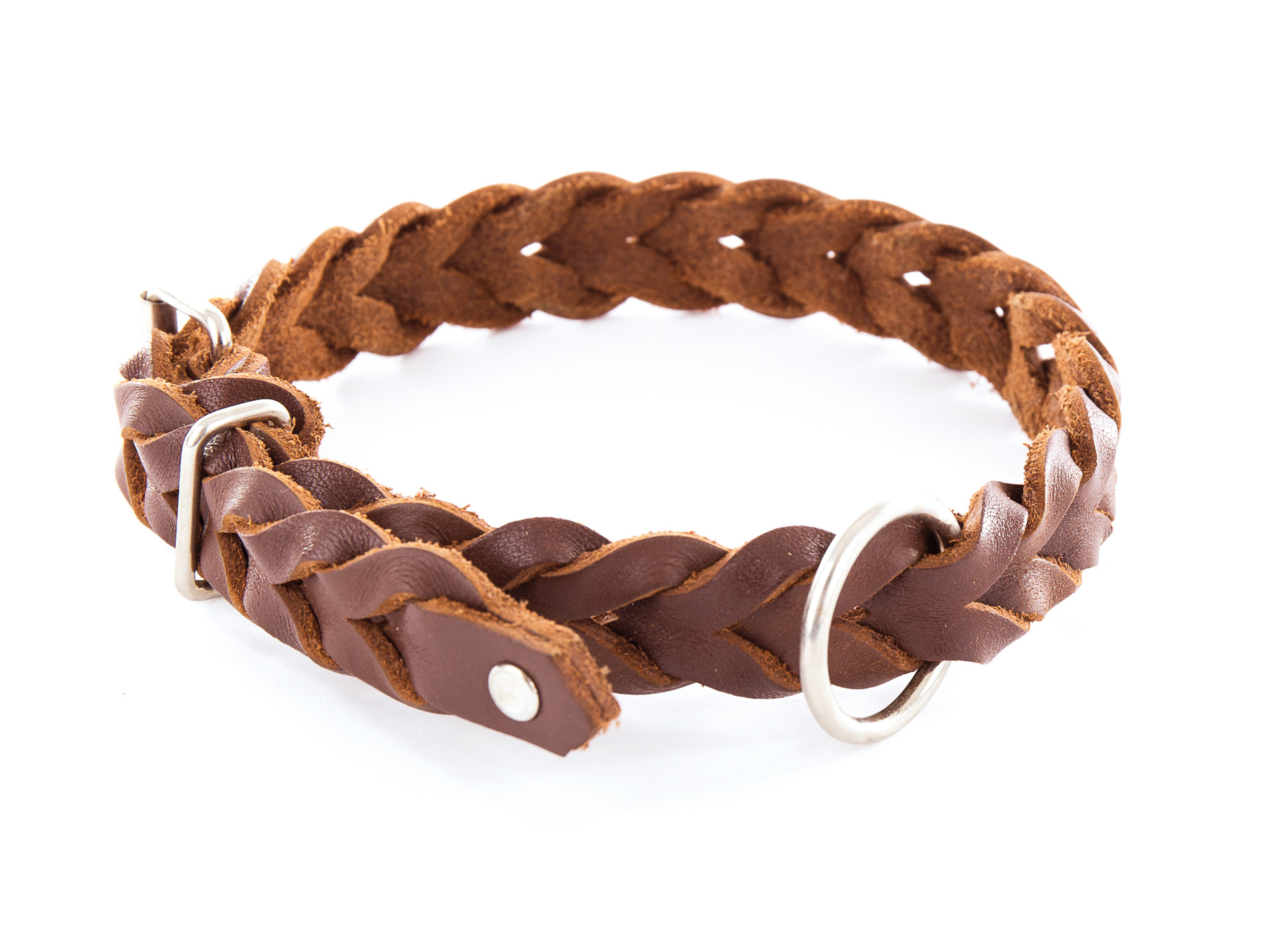Collier cuir tressé MARTIN SELLIER L.55cm