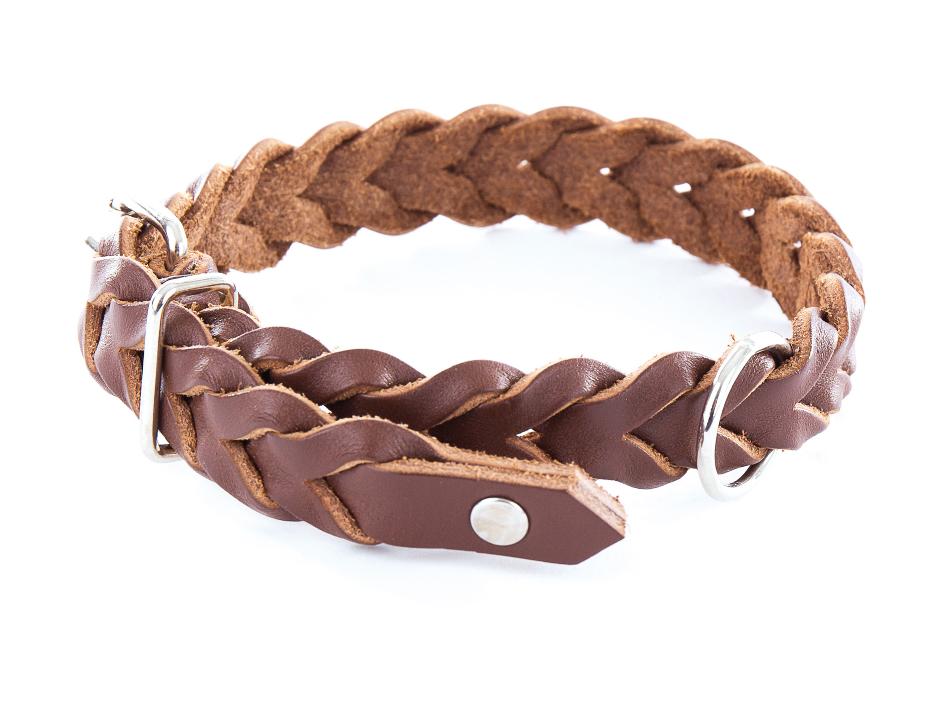 Collier cuir tressé MARTIN SELLIER L.60cm