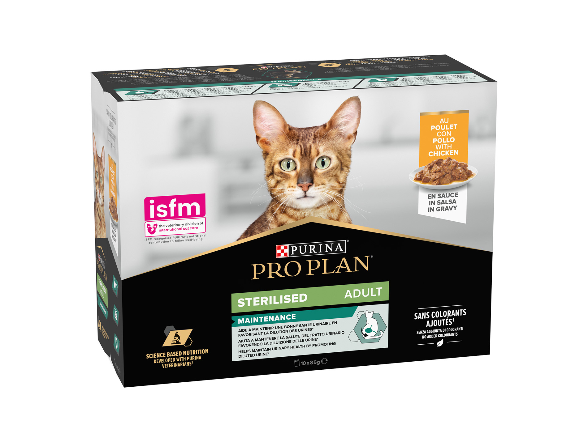 Pâtée chat adulte stérilisé PRO PLAN Maintenance poulet 10x85g
