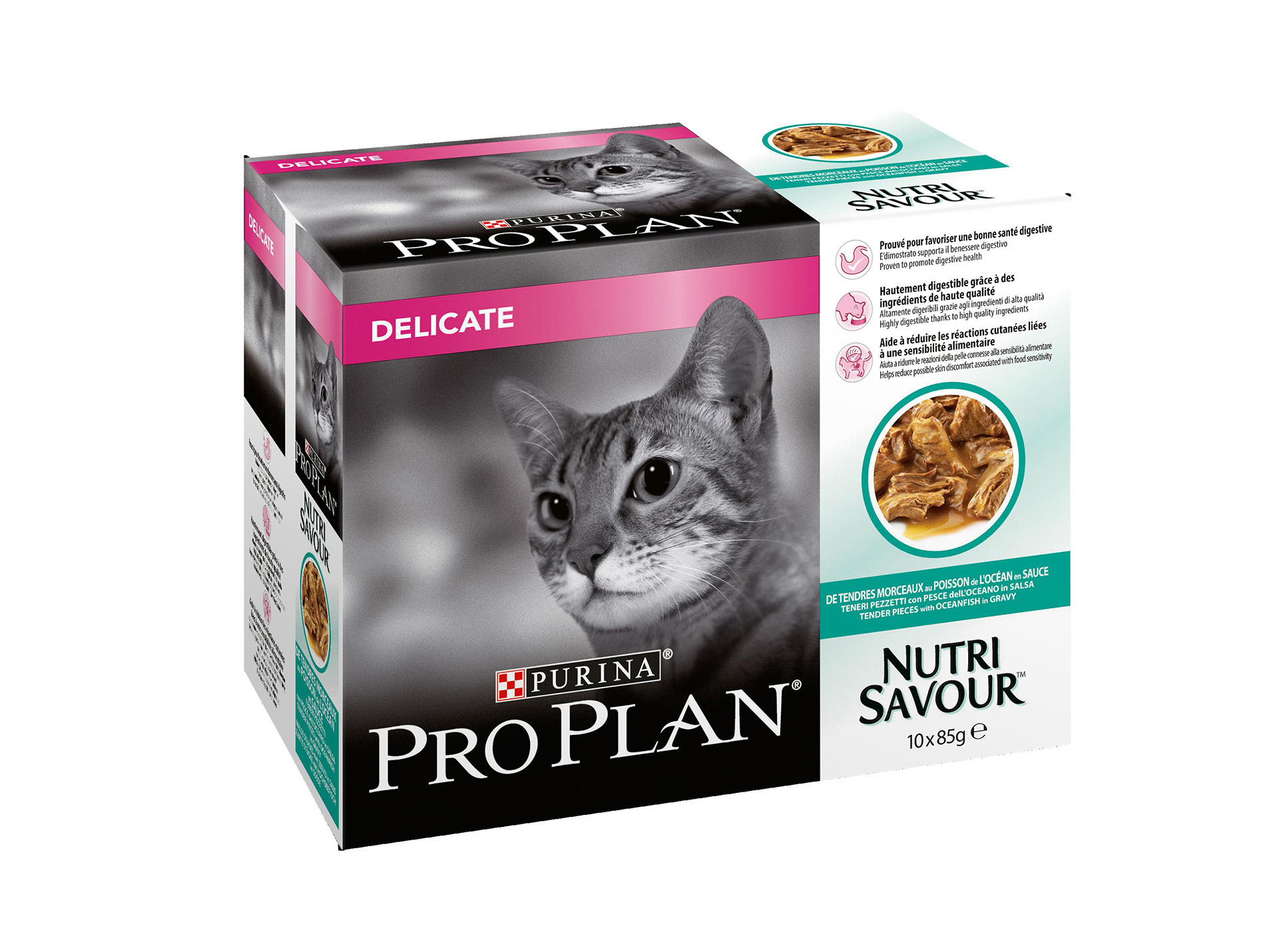 Pâtée chat adulte PRO PLAN Delicate digestion poisson 10x85g
