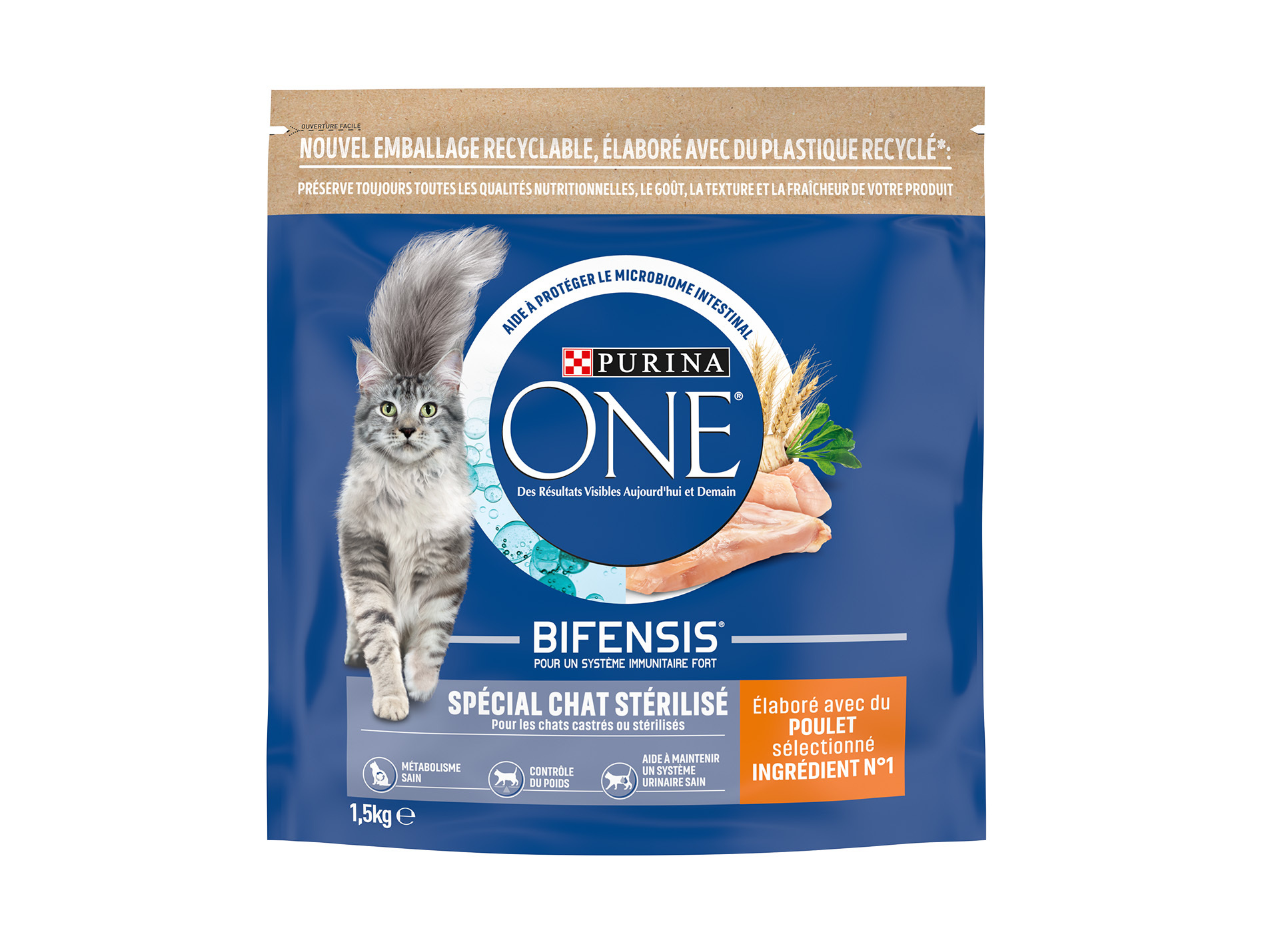 Croquettes chat adulte PURINA ONE stérilisé poulet 1,5kg