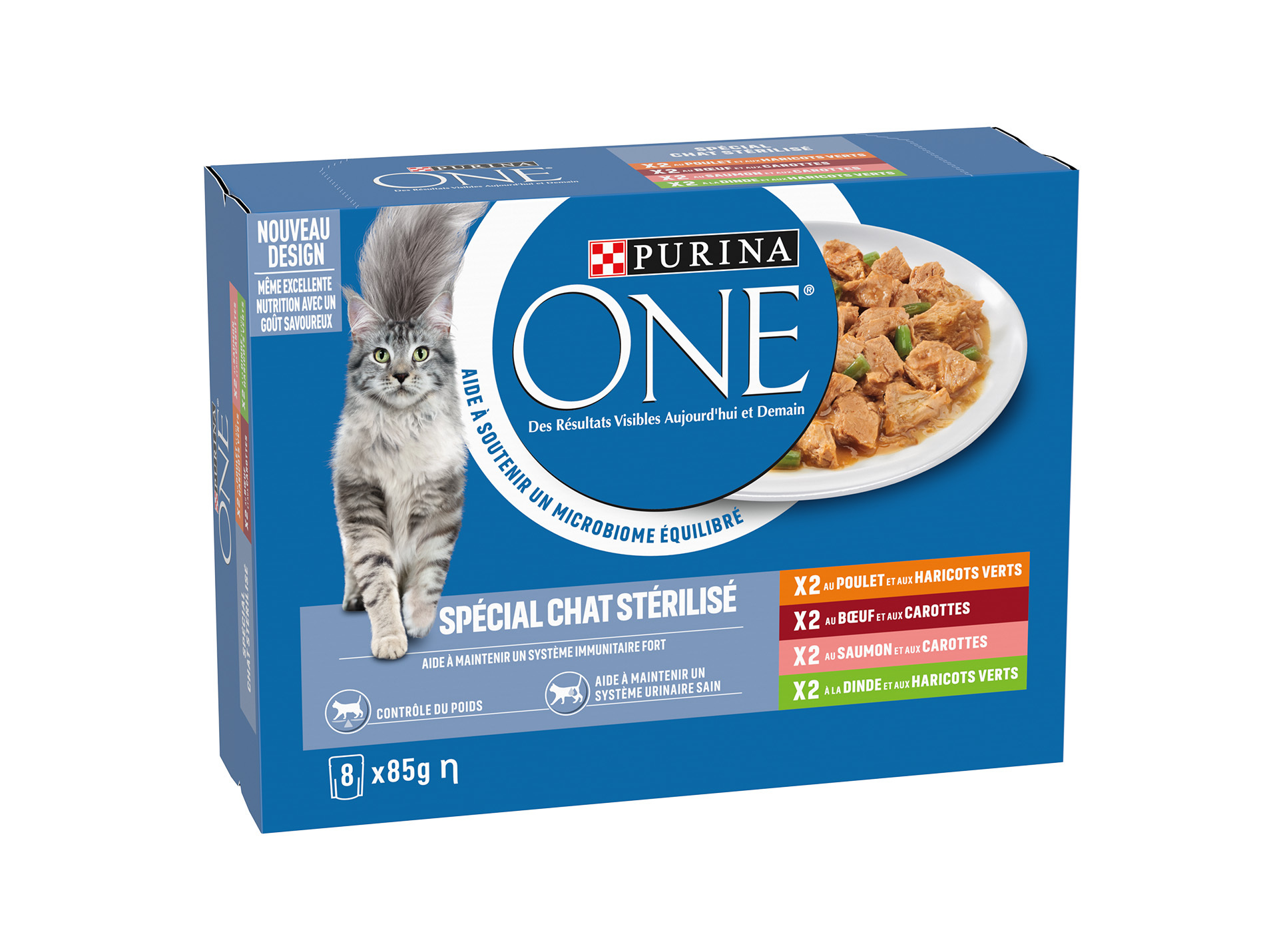 Pâtée chat adulte stérilisé PURINA ONE multivariétés 8x85g
