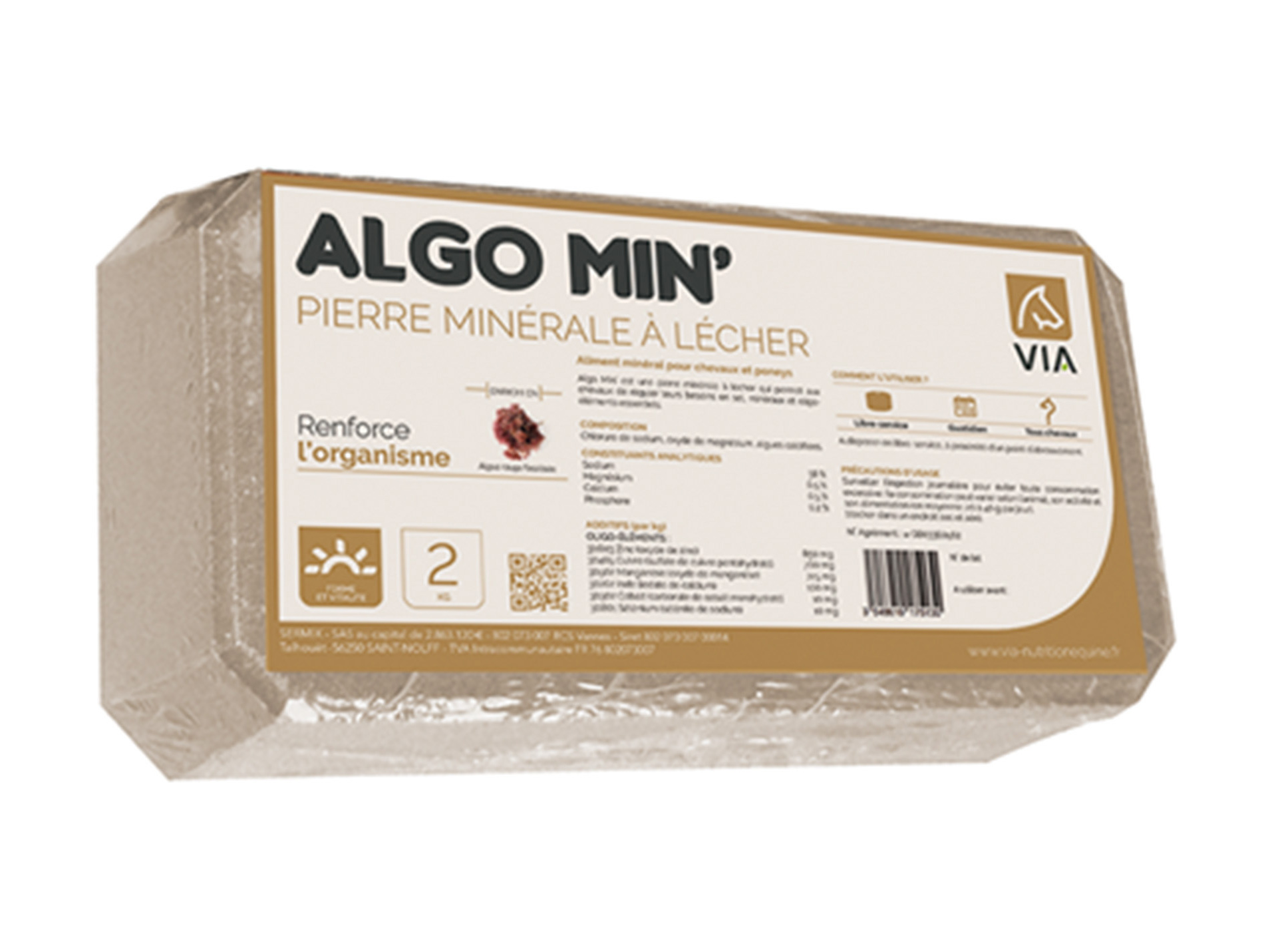 Pierre minérale à lécher Algo Min' VIA 2kg