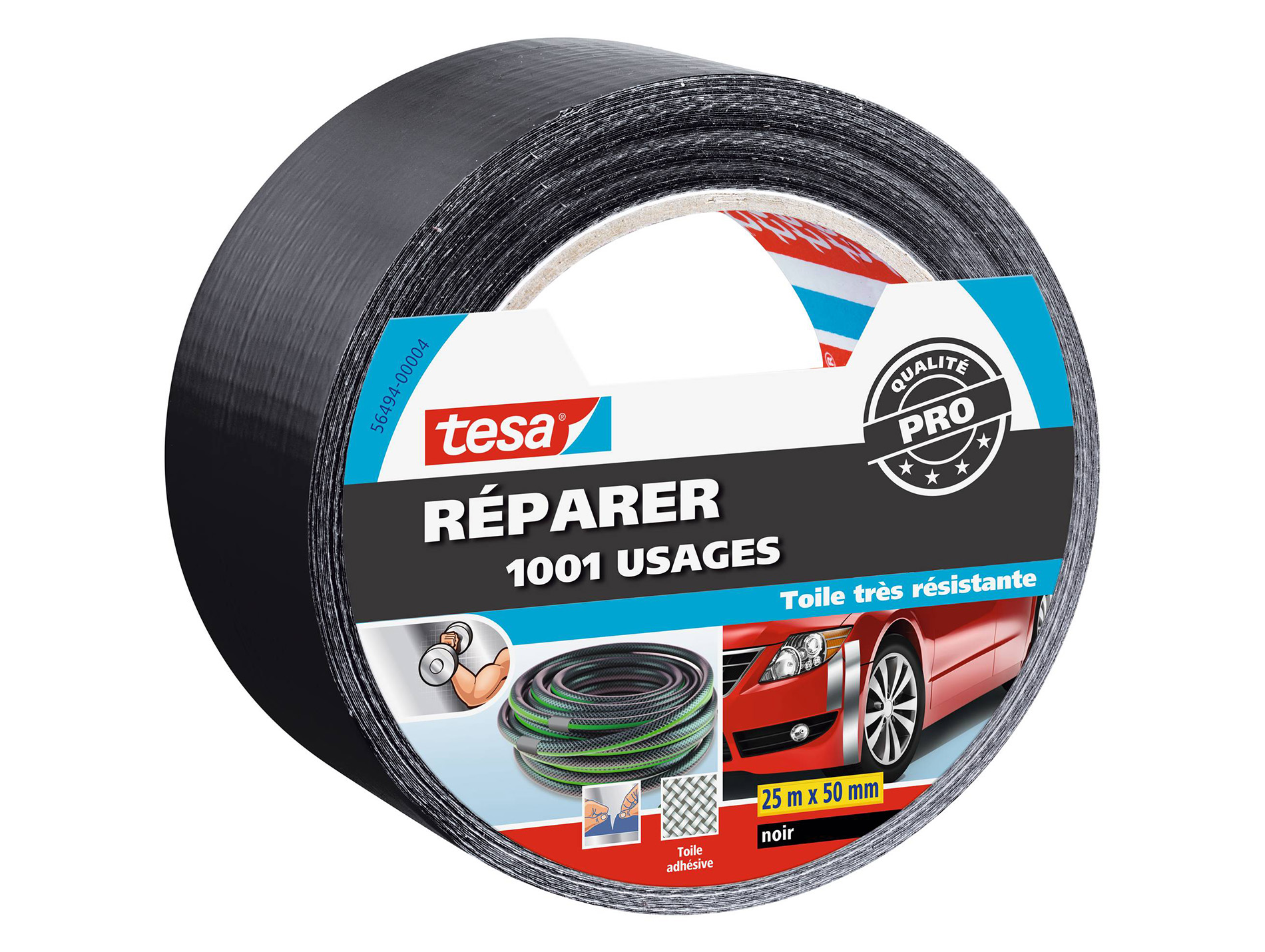 Adhésif toilé TESA Réparer 1001 usages noir l.50mm x L.25m