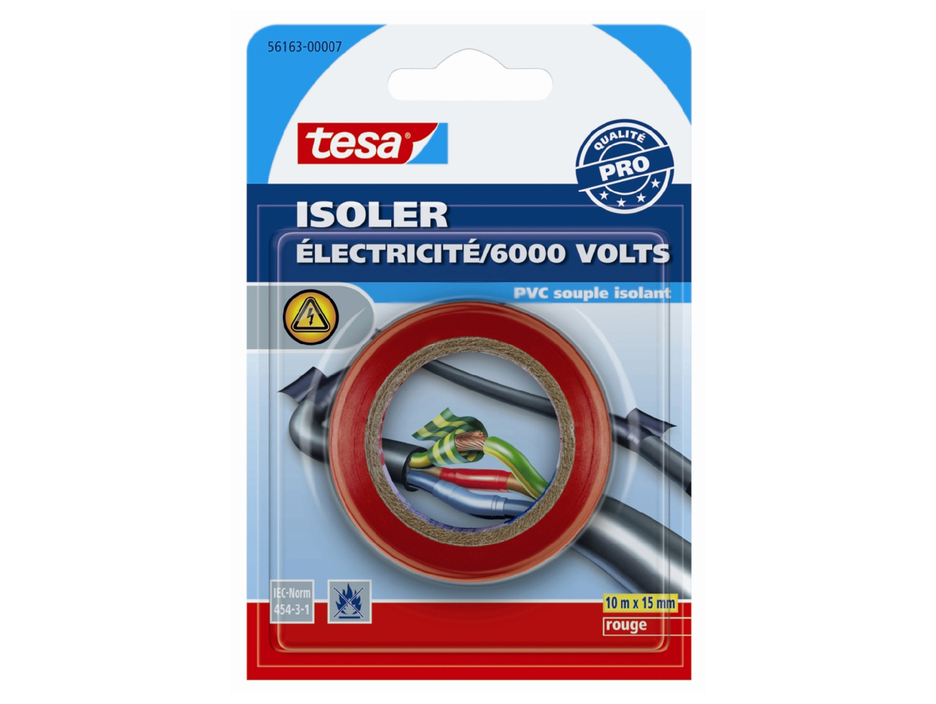 Adhésif TESA Isoler universel électrique rouge l.15mm x L.10m