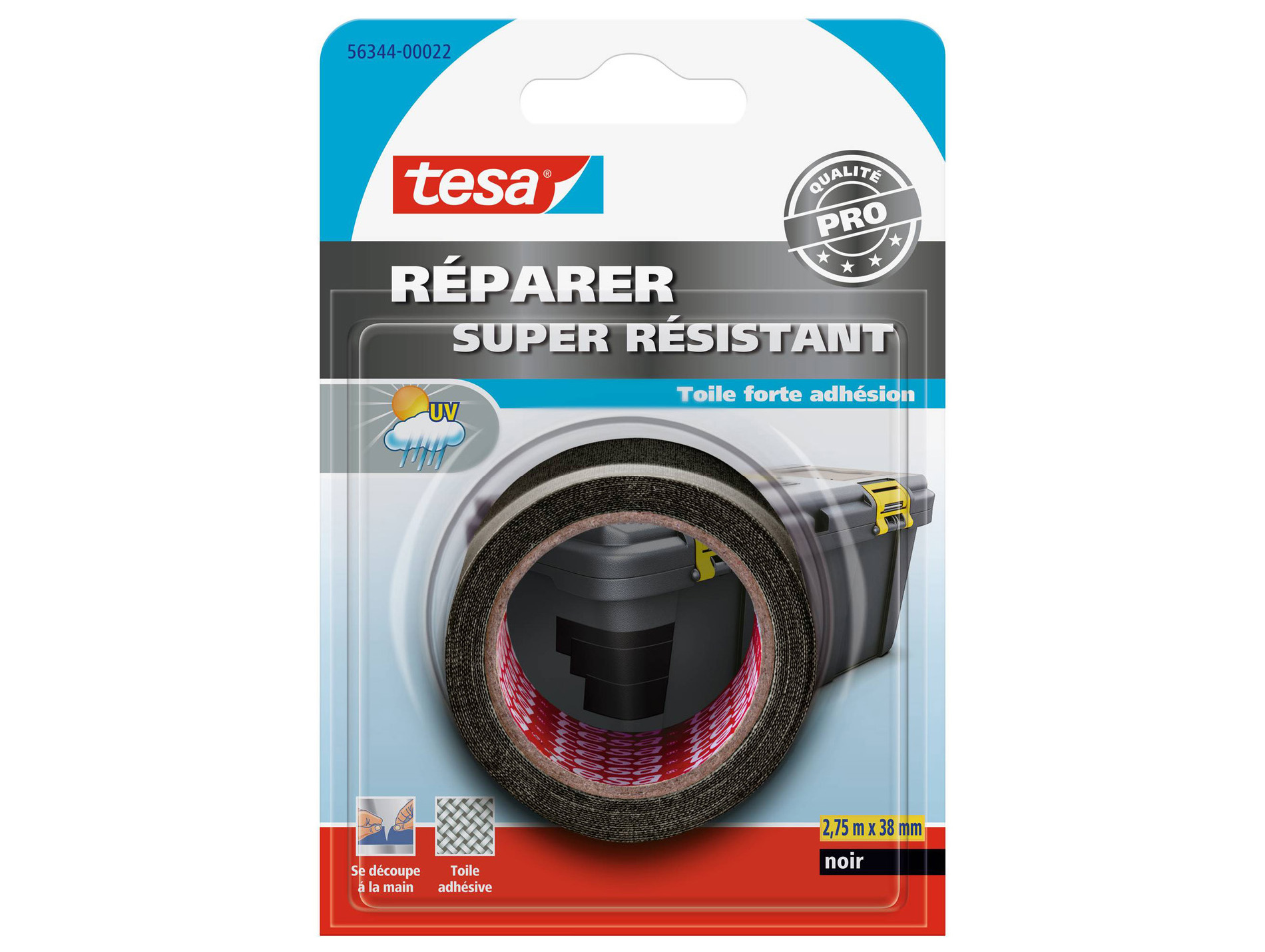 Adhésif TESA Réparer toile noir l.38mm x L.2,75m