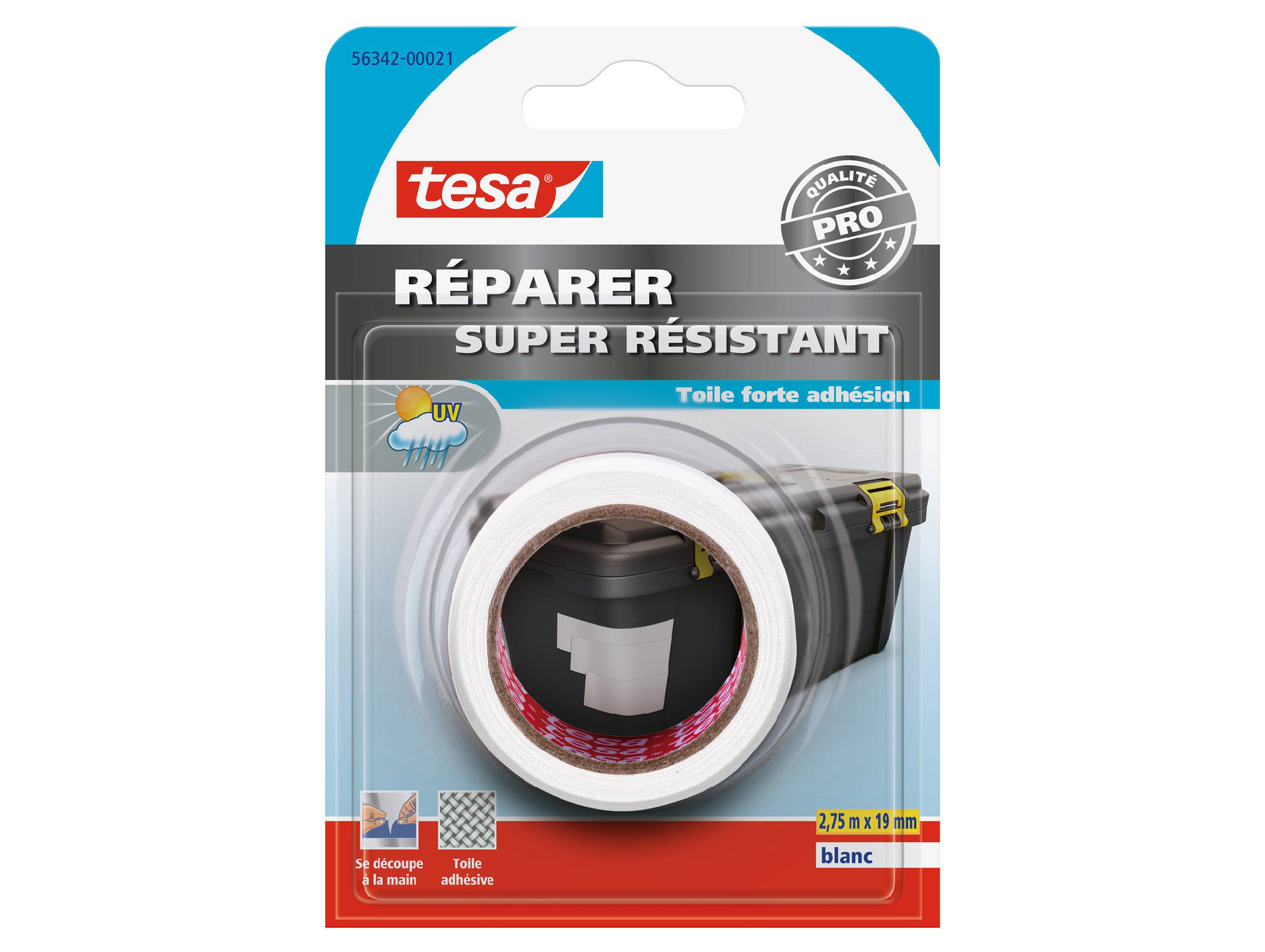 Adhésif TESA Réparer toile blanc l.19mm x L.2,75m
