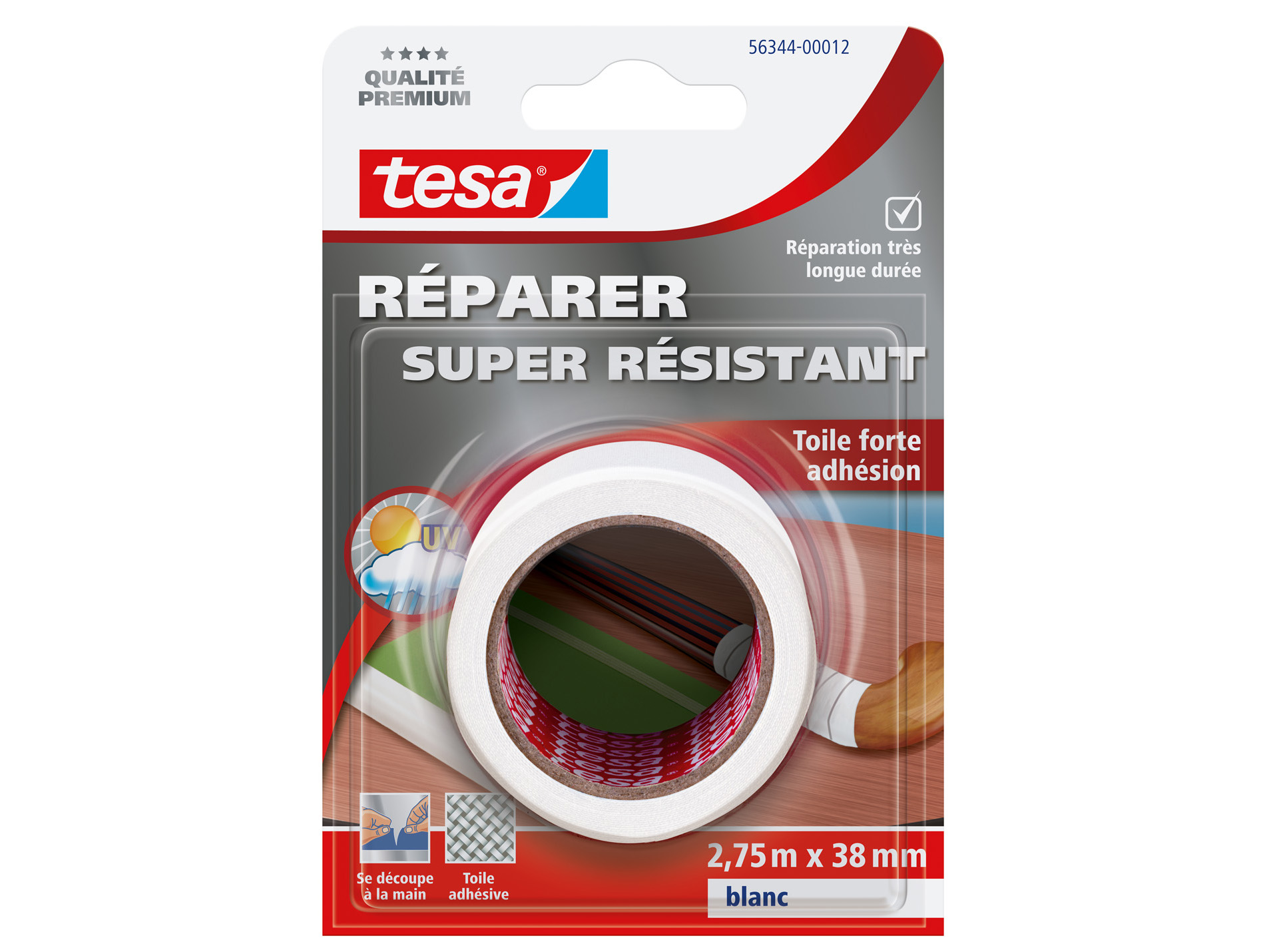 Adhésif TESA Réparer toile blanc l.38mm x L.2,75m