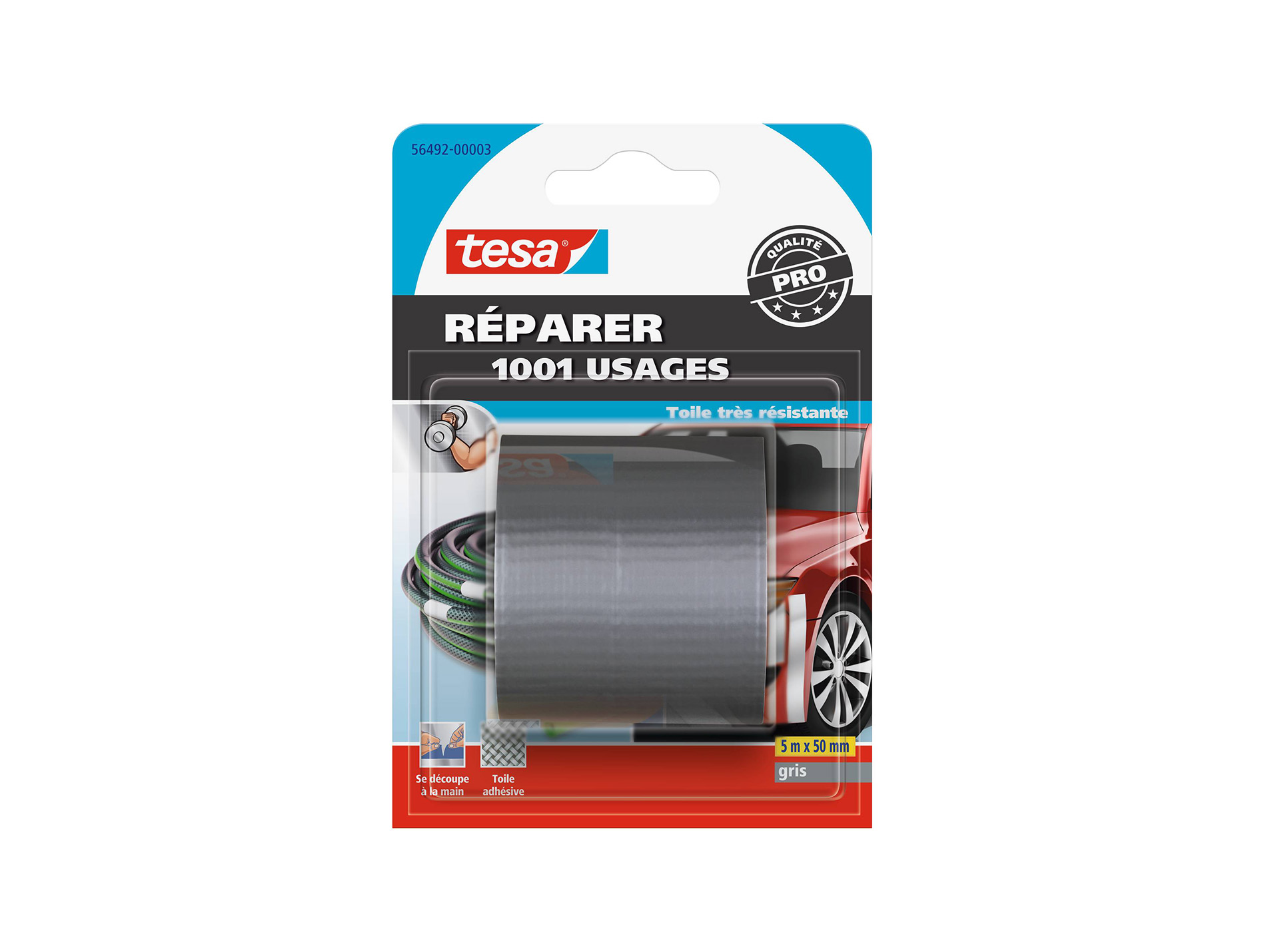 Adhésif toilé TESA Réparer 1001 usages gris l.50mm x L.5m