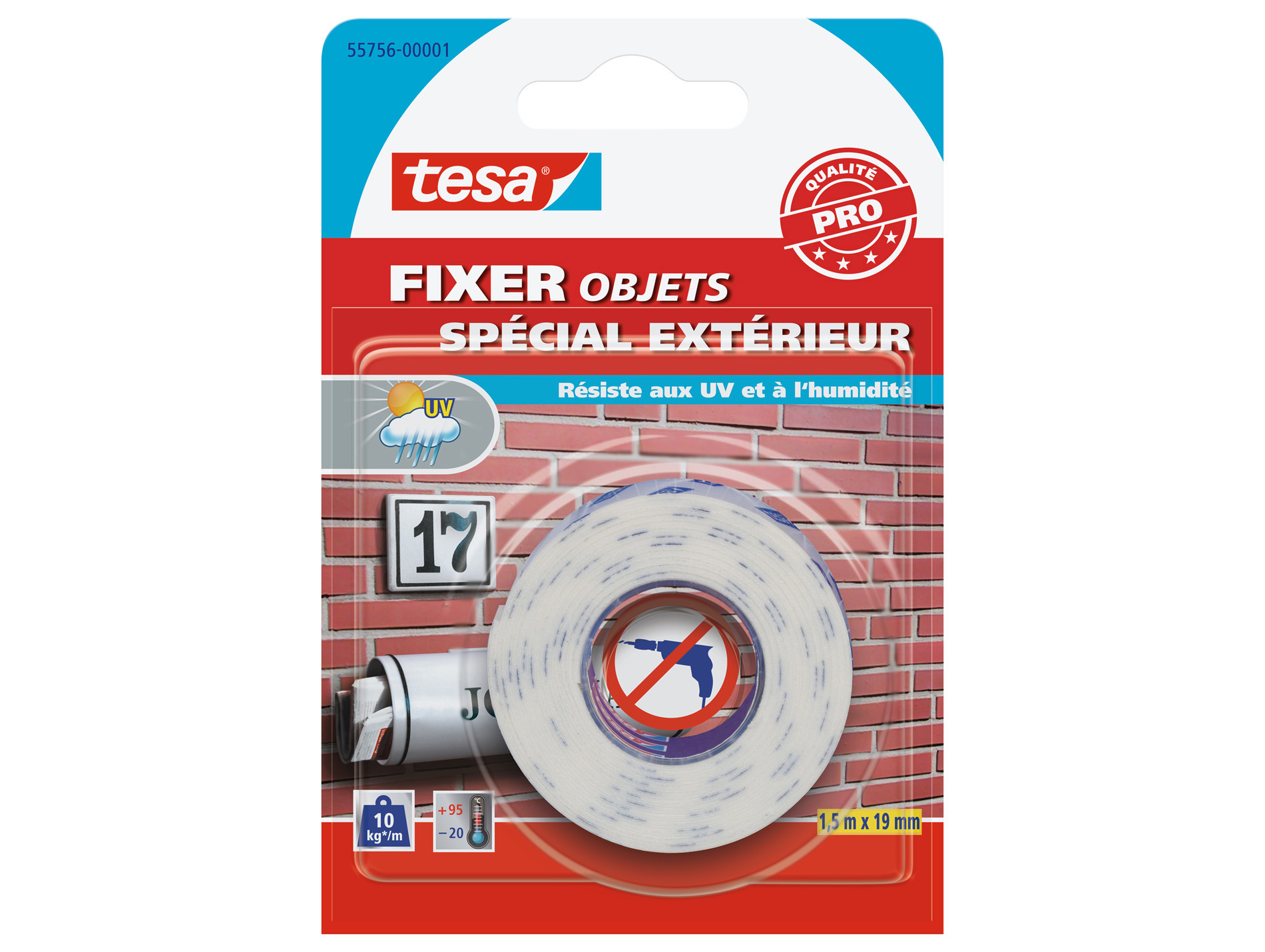 Adhésif TESA Fixer double face extérieur l.19mm x L.1,5m