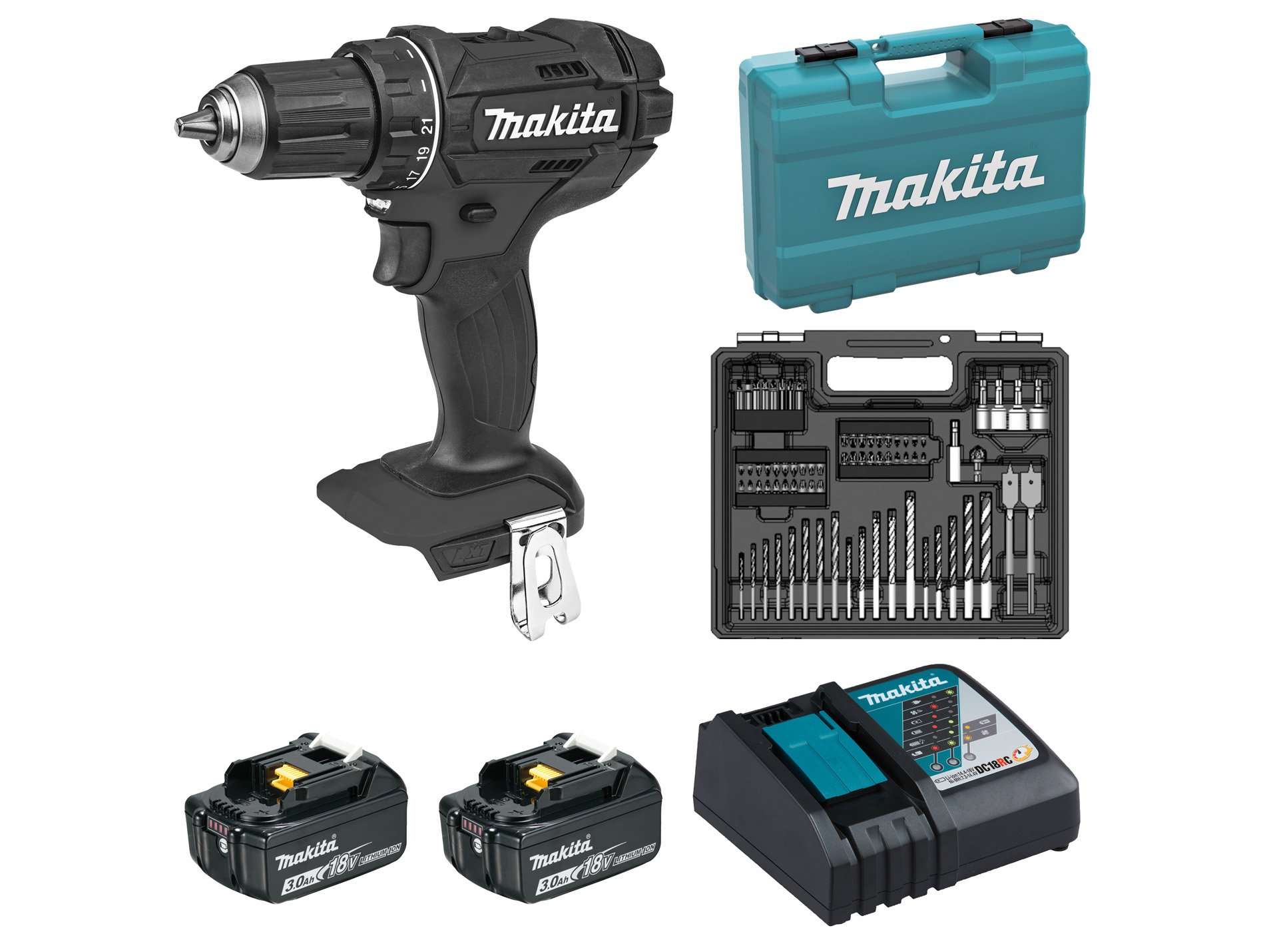 Perceuse visseuse 18V 3Ah MAKITA + kit 74 accessoires
