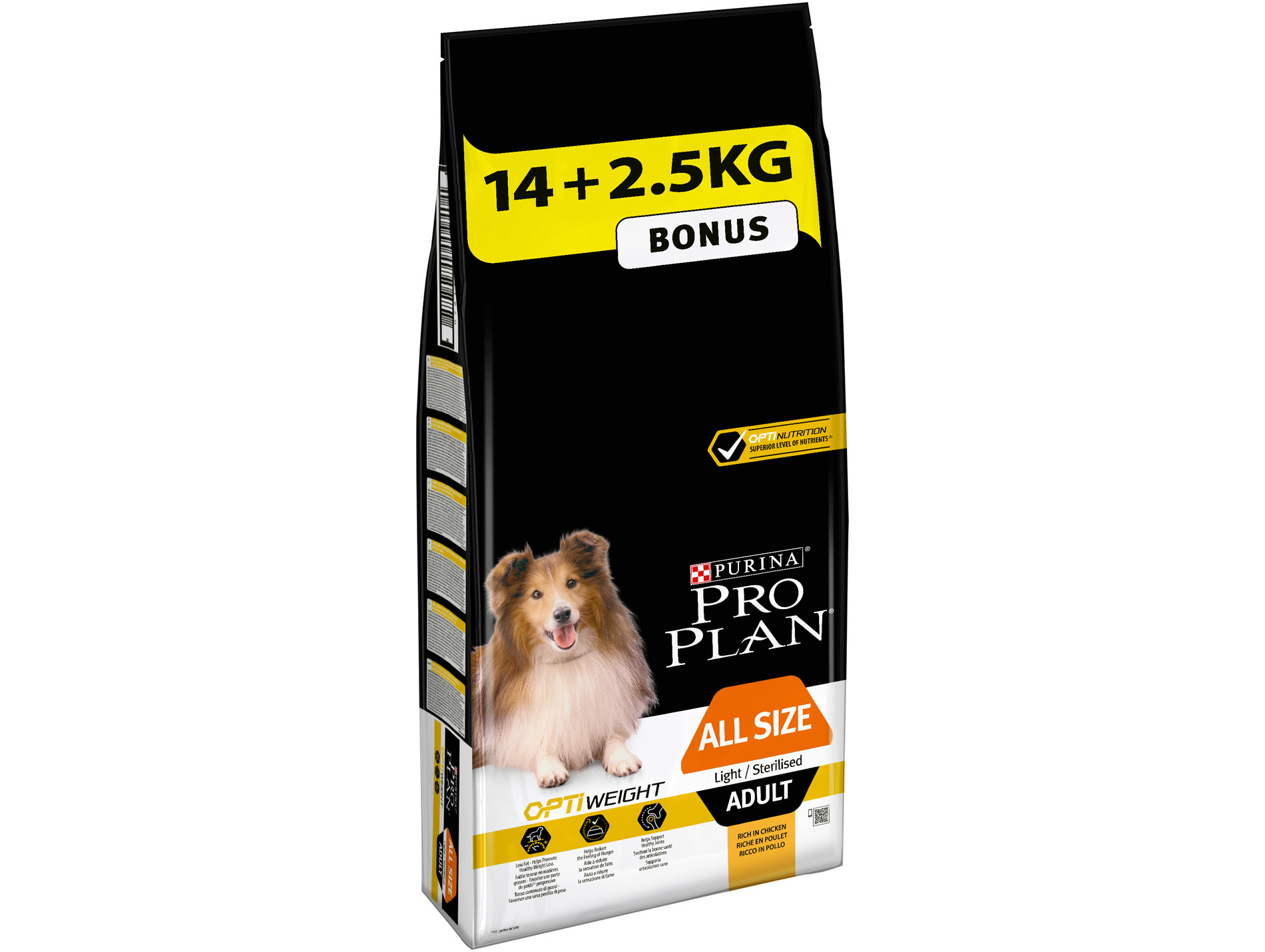 Croquettes chien PROPLAN Light Adult 14kg +2,5kg OFFERTS