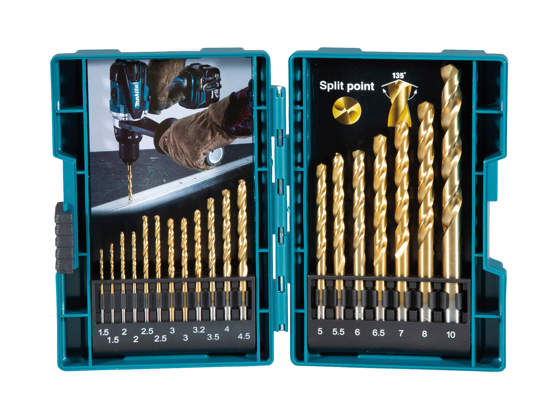 Coffret 19 pièces forets à métaux HSS-Tin