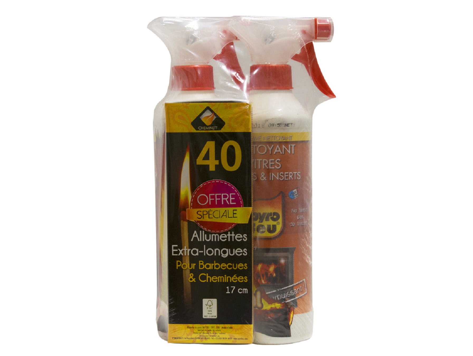 Nettoyant vitres PYROFEU et allumettes 17cm