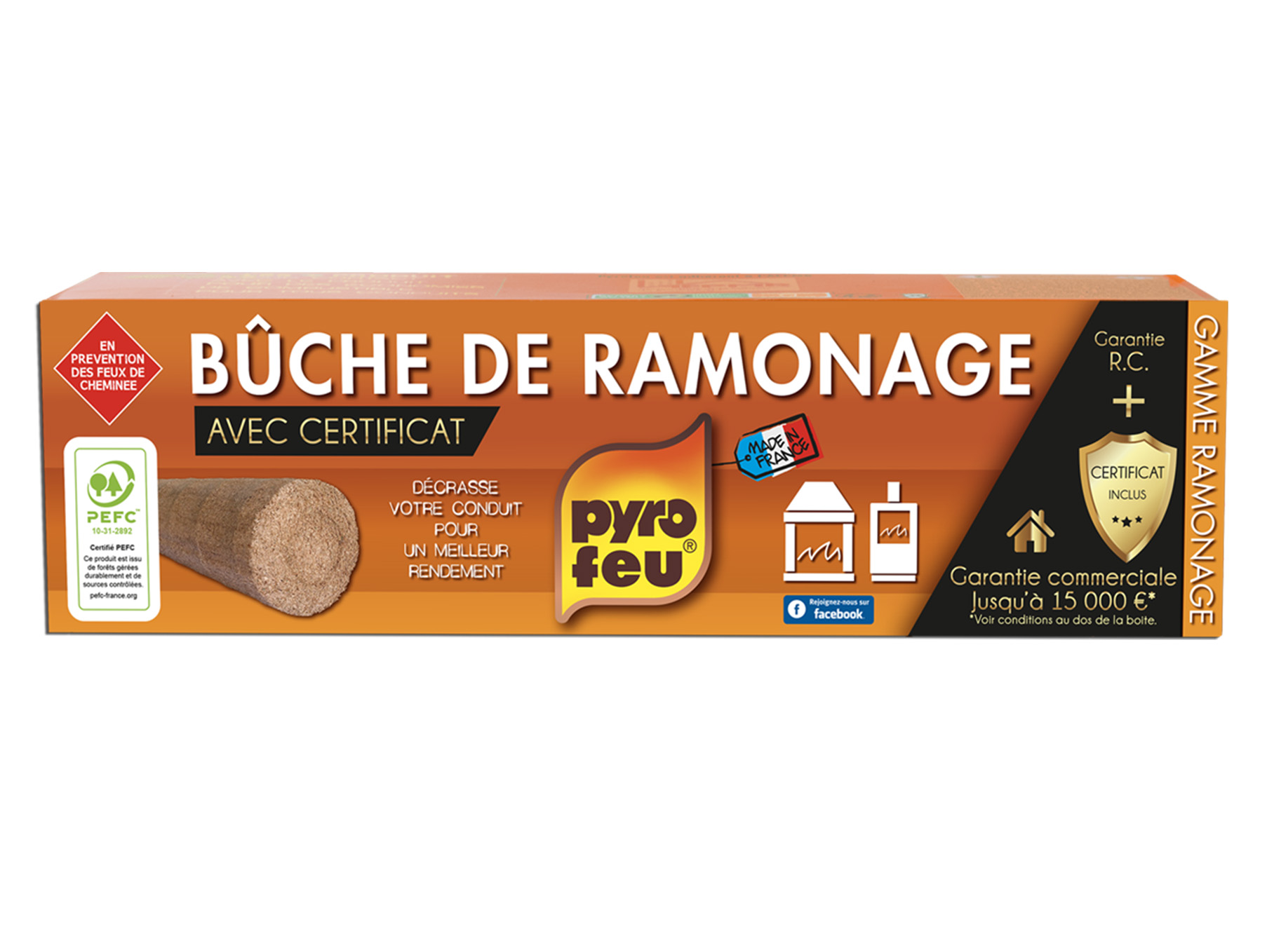 Bûche de ramonage PYROFEU avec certificat 1,1kg