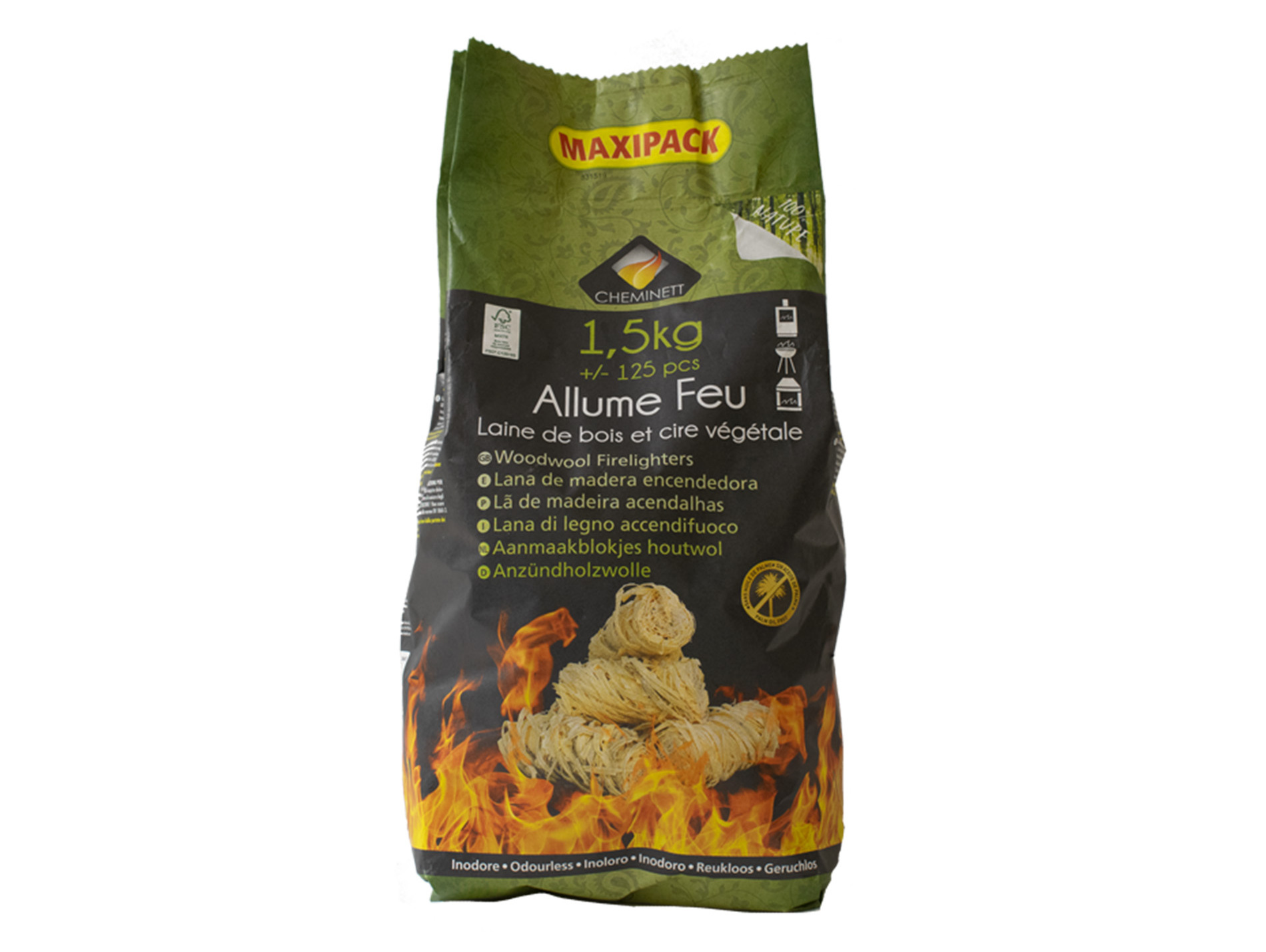Allume feu laine de bois naturel 1,5Kg