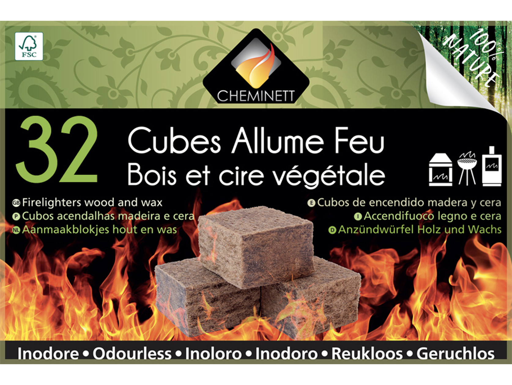 Allume-feu PYROFEU naturel en cubes 32 pièces
