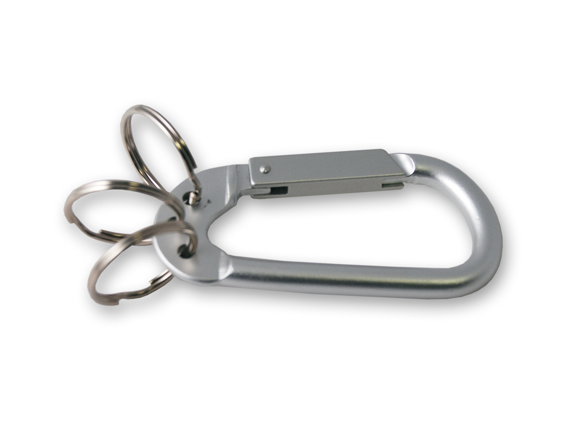 Mousqueton porte-clés avec 3 anneaux aluminuim L.75mm