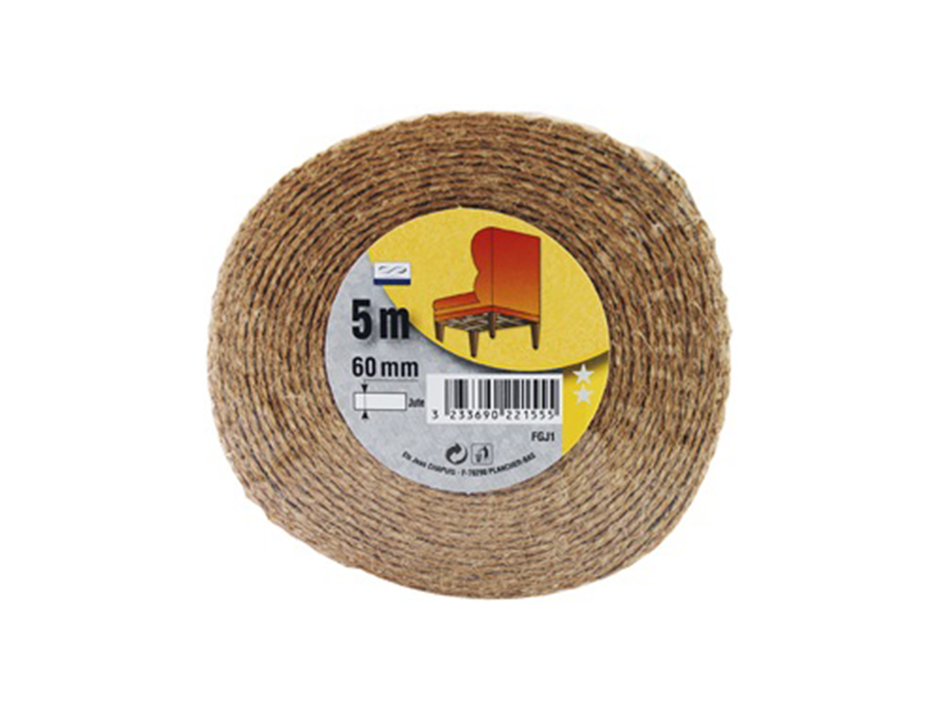 Sangle en jute rayée rouge L.5m